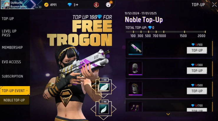 Free Fire Noble Top Up 2