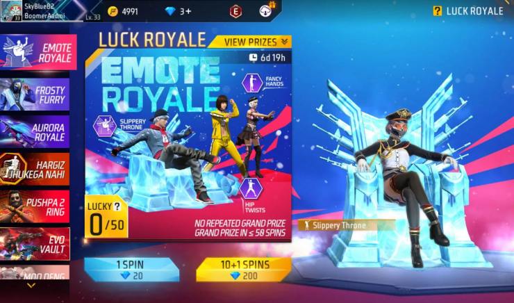 Free Fire Emote Royale Event 2