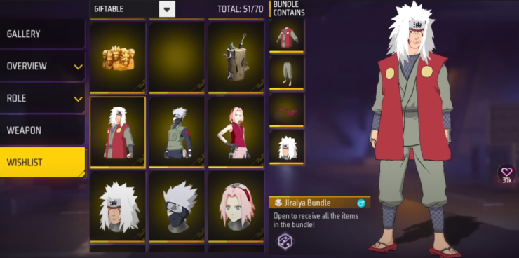 Free Fire Jiraiya Bundle