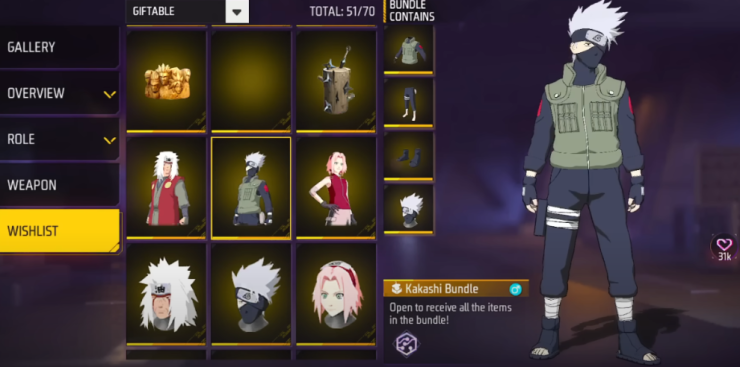 Free Fire Kakashi Bundle