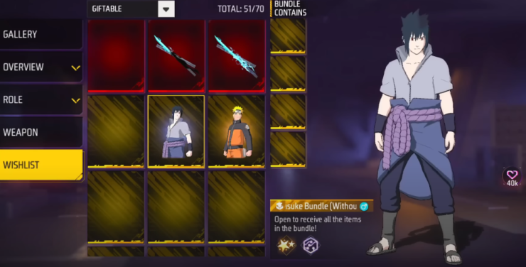 Free Fire Sasuke Bundle